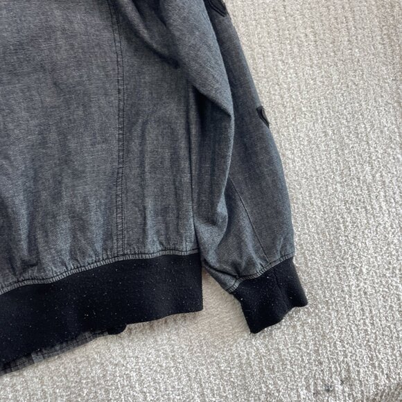 Rocawear Jacket Dark Denim Varsity Bomber Embroidered Sports Y2K Retro Men M - Picture 13 of 15